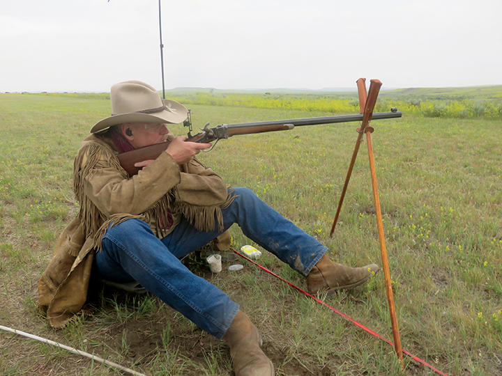 Mike Moran practicing on the 600-yard target.